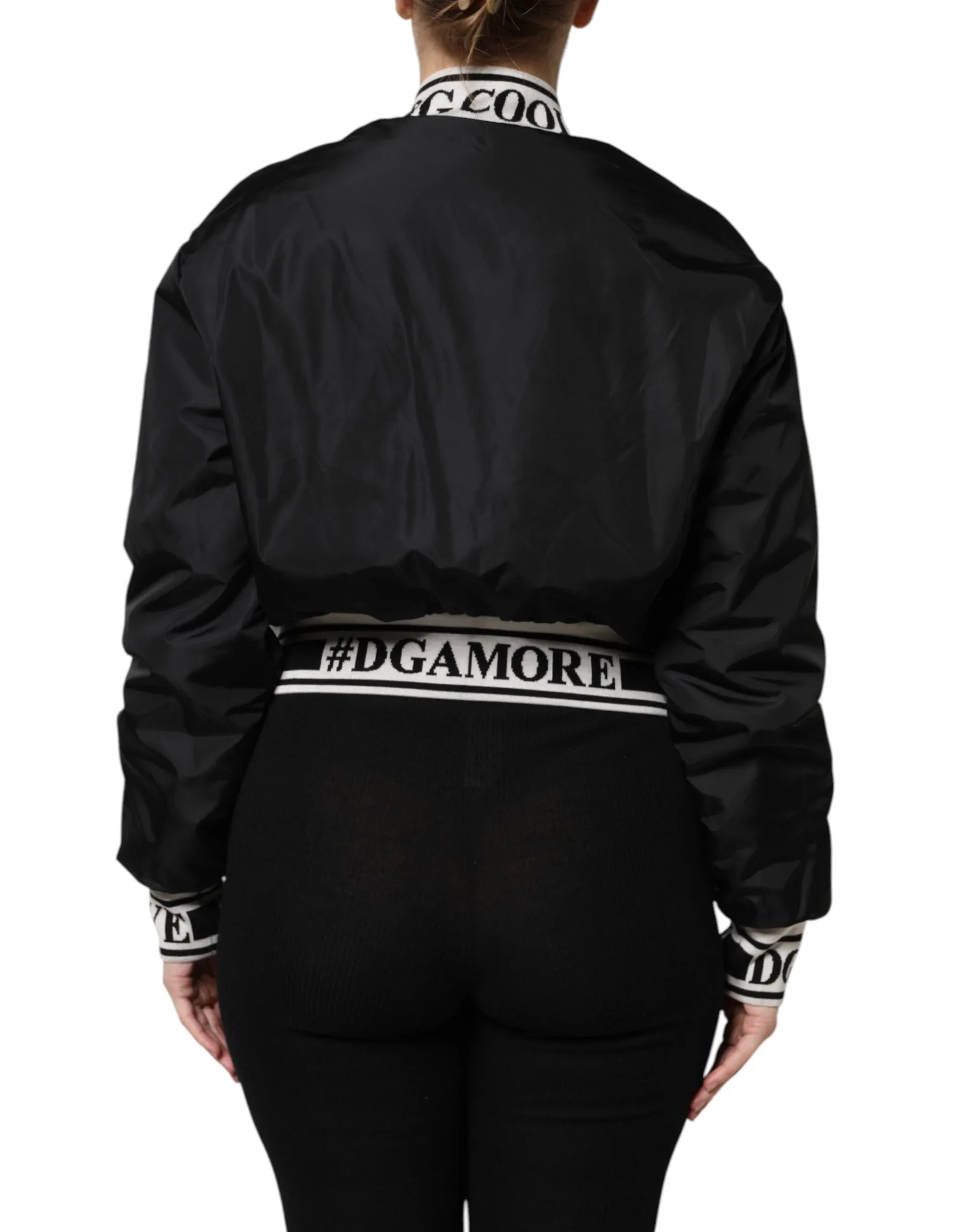 Dolce & Gabbana Black Nylon #DGFamily Full Zip Bomber Jacket - Zeiniez
