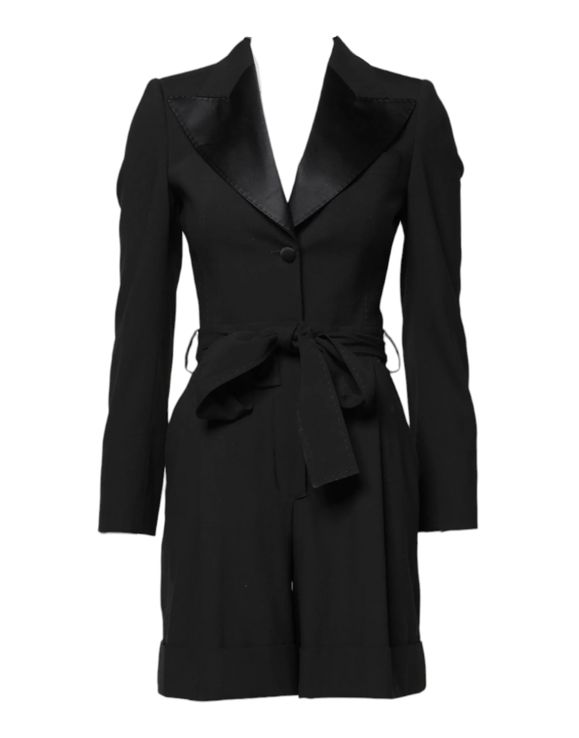 Dolce & Gabbana Black Wool Jumpsuit Dress Women Coat Jacket - Zeiniez