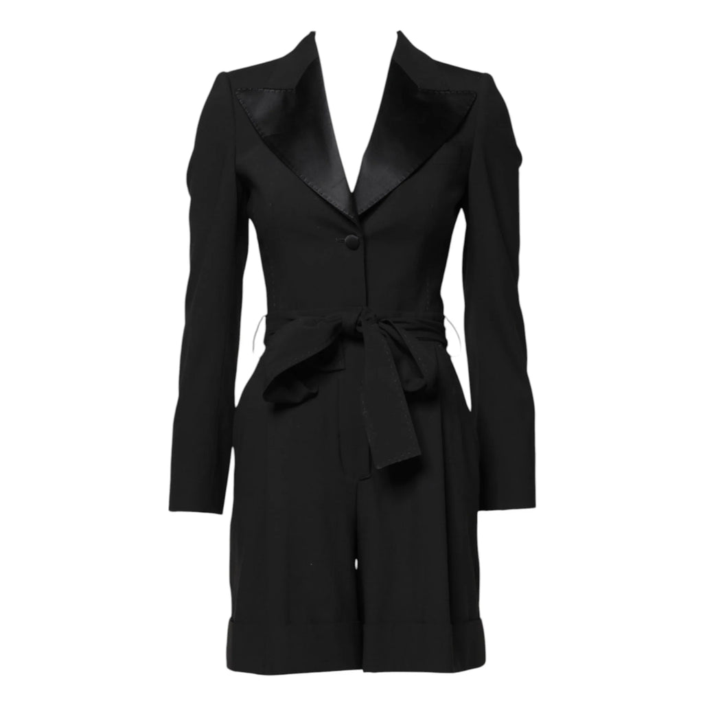 Dolce & Gabbana Black Wool Jumpsuit Dress Women Coat Jacket - Zeiniez