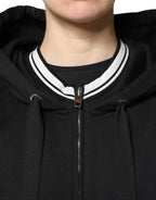 Dolce & Gabbana Black Cotton Hooded Full Zip Sweatshirt Sweater - Zeiniez