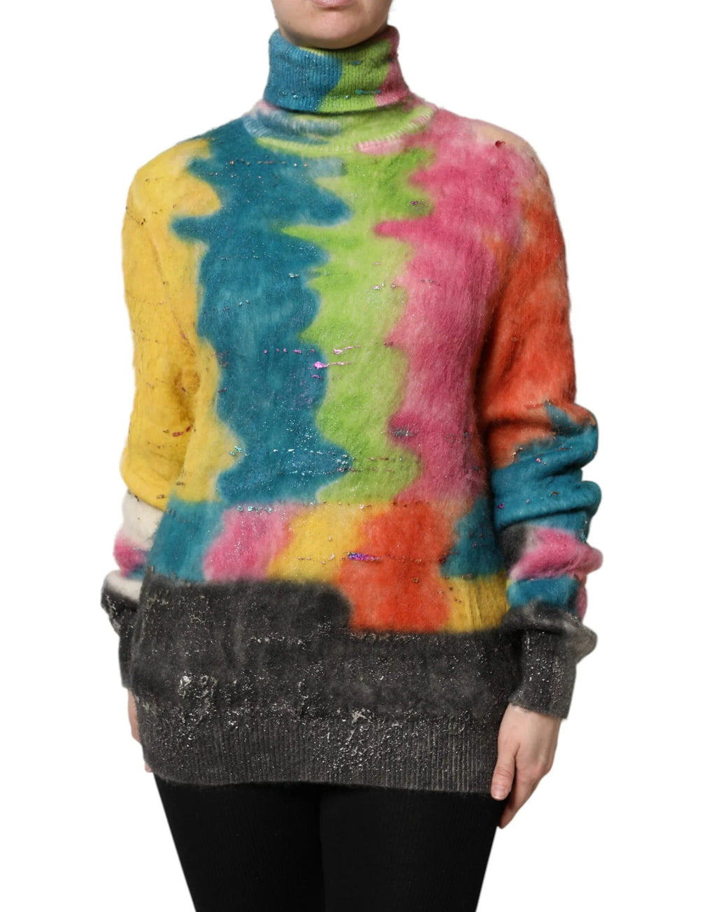 Dolce & Gabbana Multicolor Mohair Turtleneck Pullover Sweater - Zeiniez