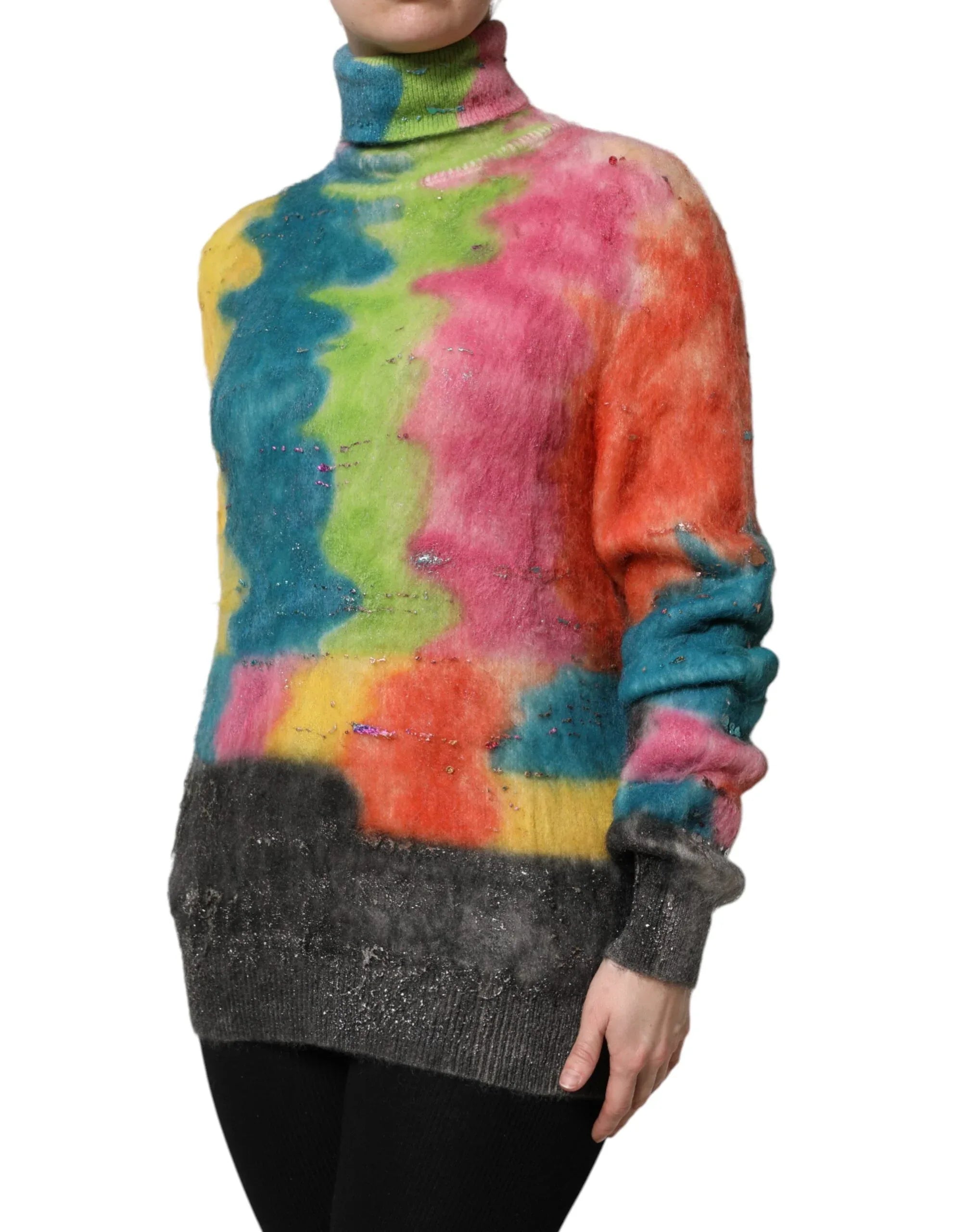 Dolce & Gabbana Multicolor Mohair Turtleneck Pullover Sweater - Zeiniez