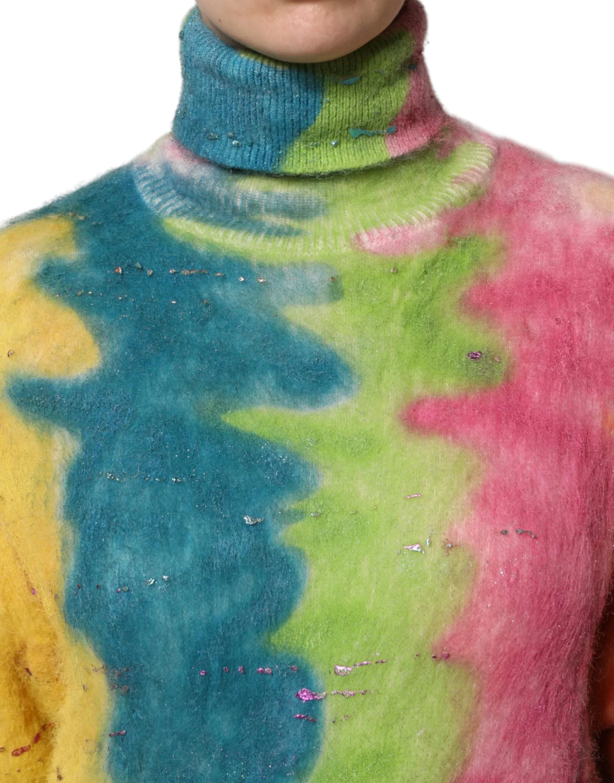 Dolce & Gabbana Multicolor Mohair Turtleneck Pullover Sweater - Zeiniez