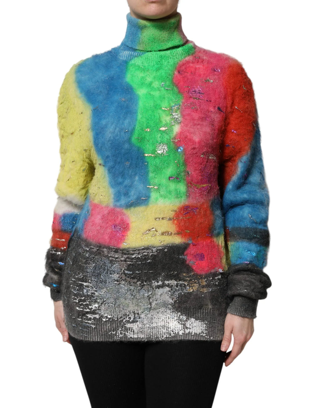Dolce & Gabbana Multicolor Mohair Turtleneck Pullover Sweater - Zeiniez