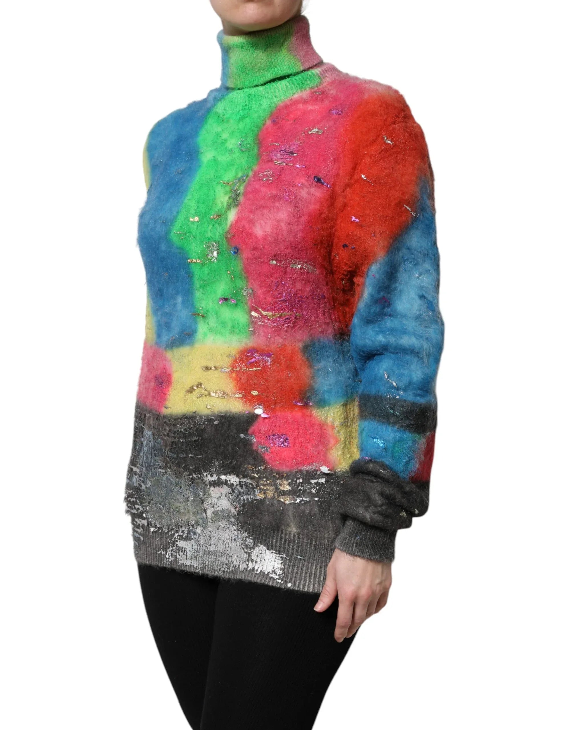 Dolce & Gabbana Multicolor Mohair Turtleneck Pullover Sweater - Zeiniez