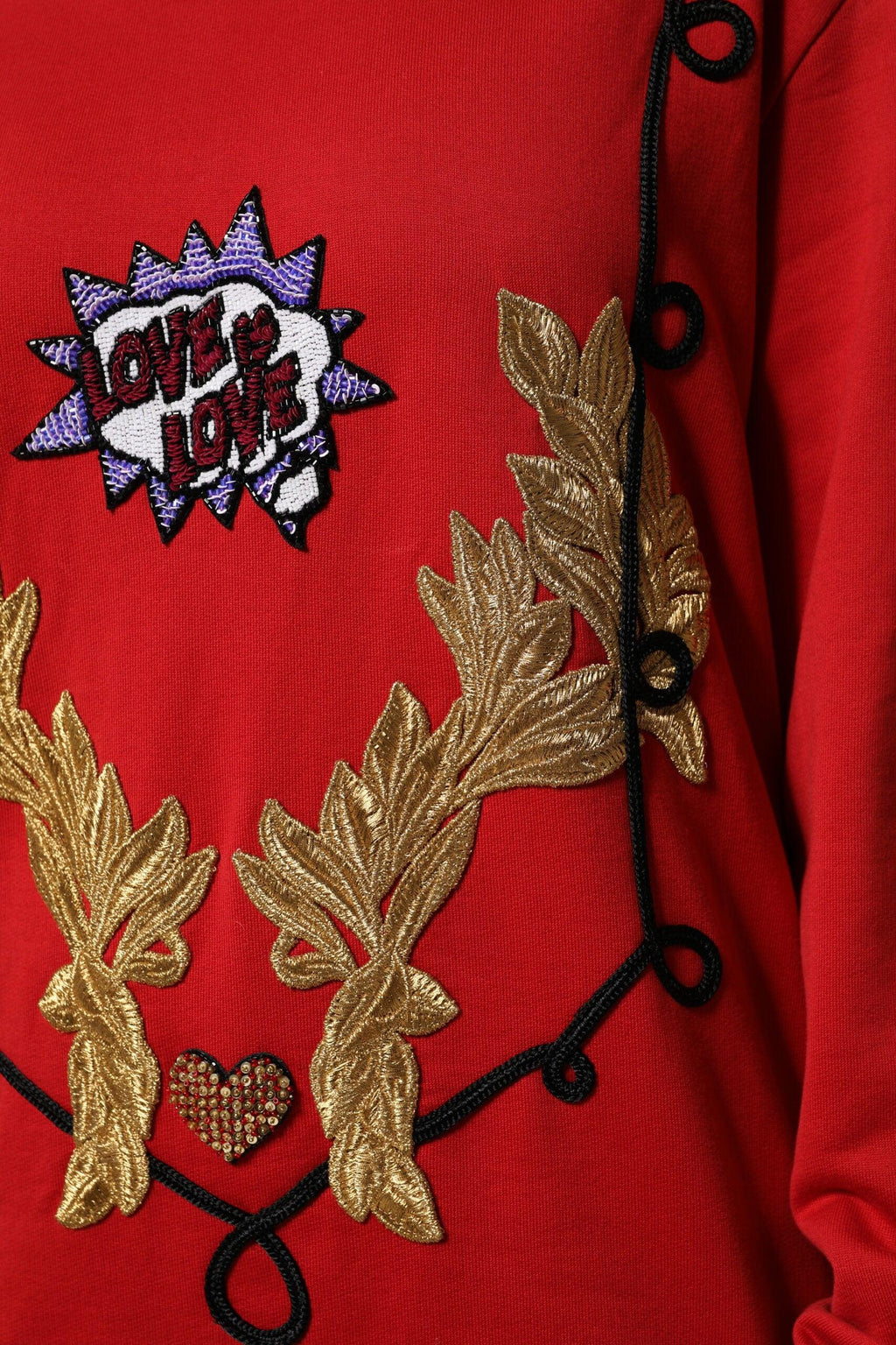 Dolce & Gabbana Red Cotton Queen Sequined Pullover Sweater - Zeiniez