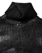 Dolce & Gabbana Black Wool Long Sleeve Turtleneck Cropped Top - Zeiniez
