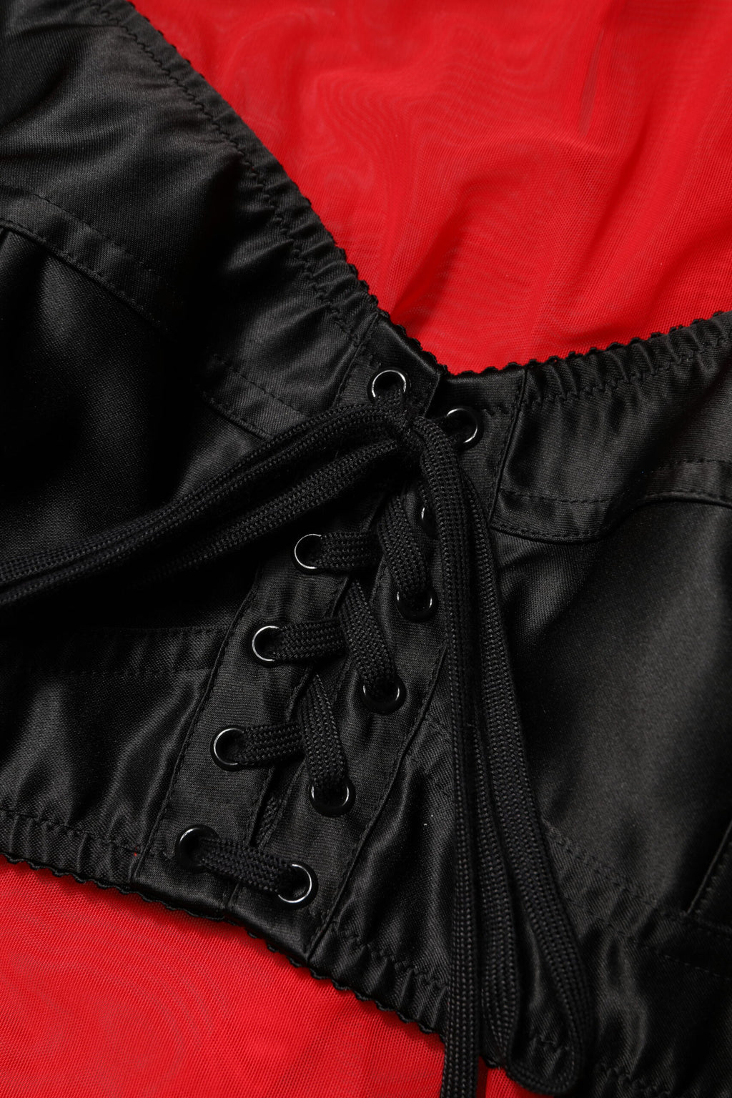 Dolce & Gabbana Red Black Bustier Detailing Long Sleeves Top