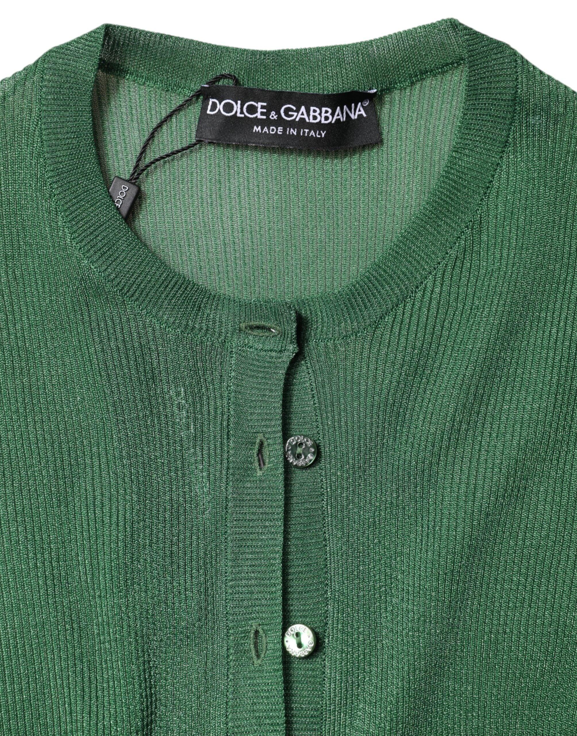 Dolce & Gabbana Green Polyester Long Sleeves Cardigan Sweater - Zeiniez