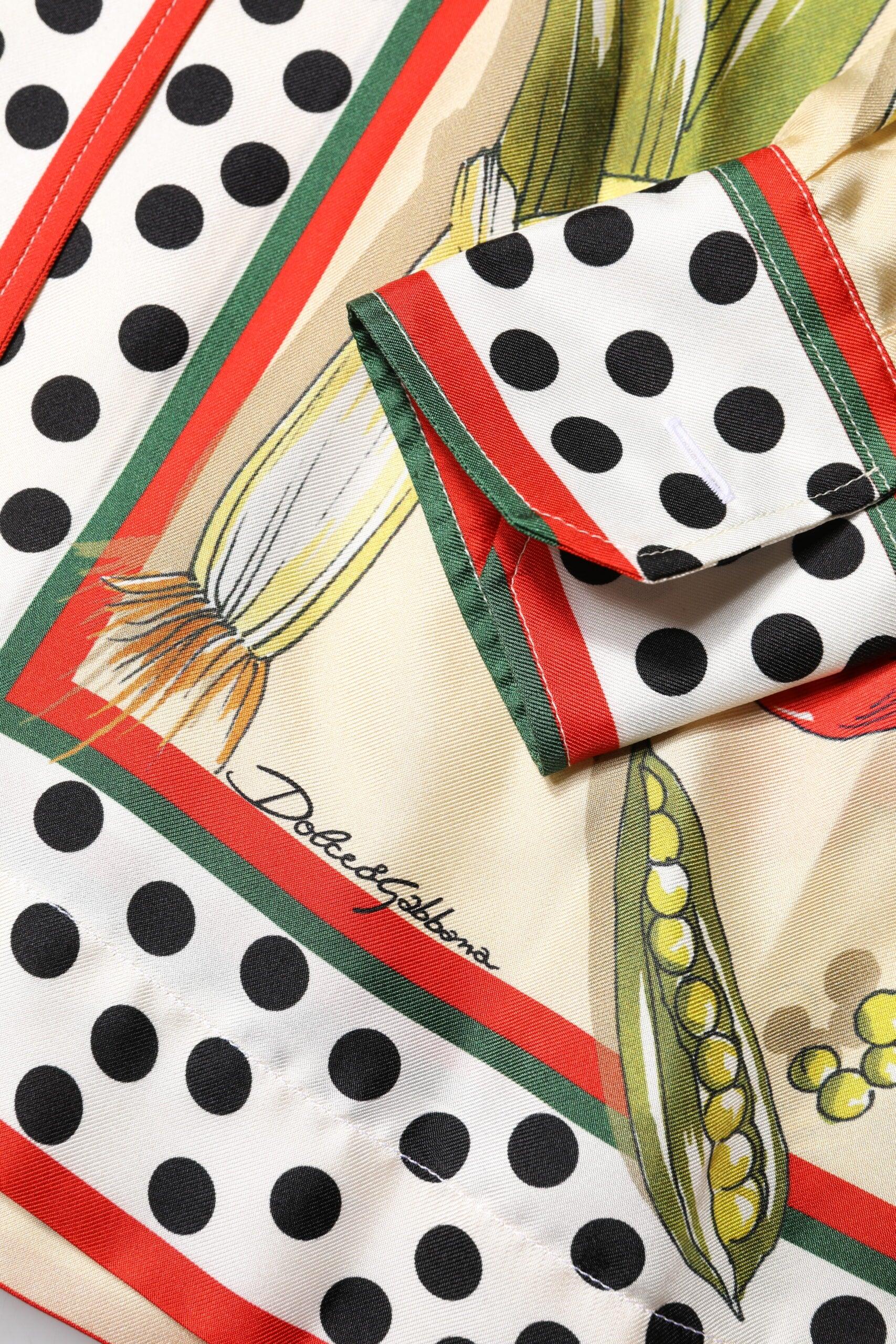 Dolce & Gabbana Multicolor Vegetables Silk Long Sleeves Top - Zeiniez