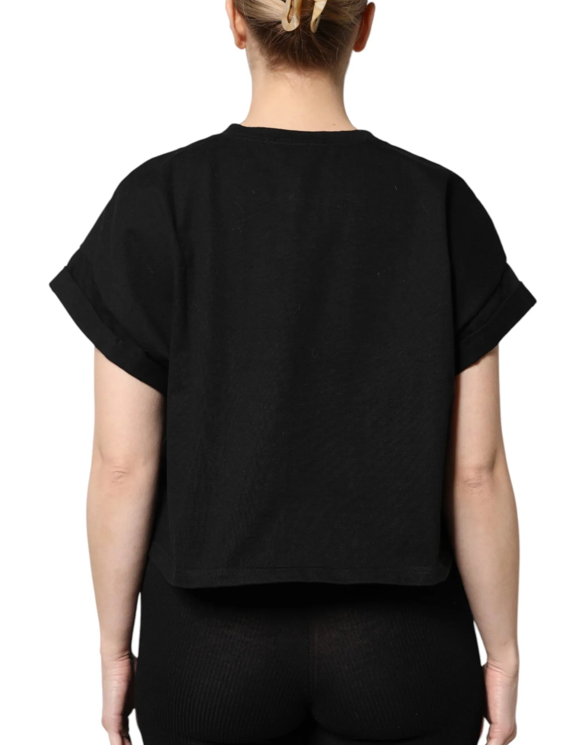 Dolce & Gabbana Black Cotton Printed Short Sleeves T-shirt - Zeiniez
