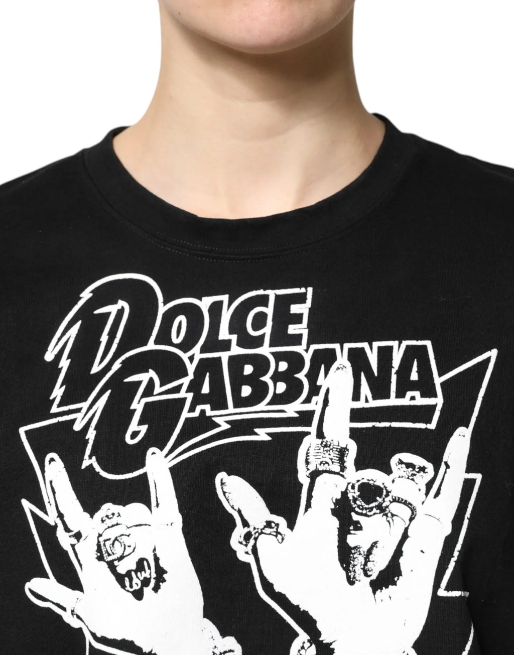 Dolce & Gabbana Black Cotton Printed Short Sleeves T-shirt - Zeiniez