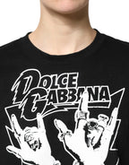 Dolce & Gabbana Black Cotton Printed Short Sleeves T-shirt - Zeiniez