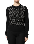 Dolce & Gabbana Black Cashmere Embellished Long Sleeves Top - Zeiniez