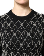 Dolce & Gabbana Black Cashmere Embellished Long Sleeves Top