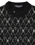 Dolce & Gabbana Black Cashmere Embellished Long Sleeves Top - Zeiniez