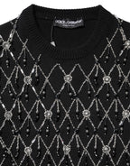 Dolce & Gabbana Black Cashmere Embellished Long Sleeves Top