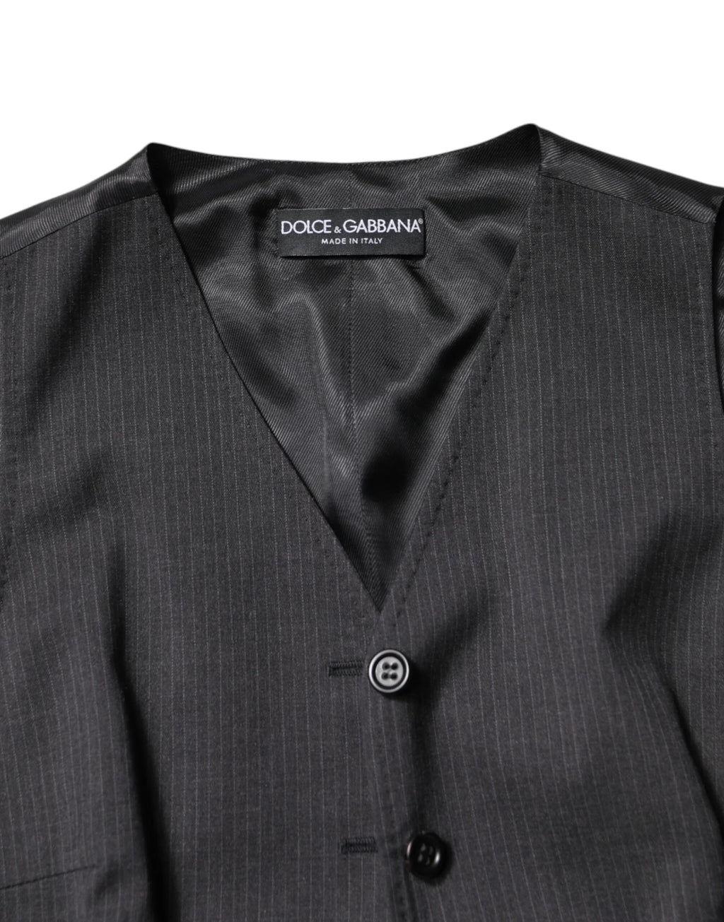 Dolce & Gabbana Black Striped Button Down Sleeveless Vest Top - Zeiniez