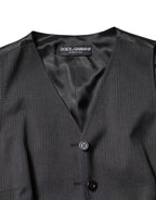 Dolce & Gabbana Black Striped Button Down Sleeveless Vest Top - Zeiniez
