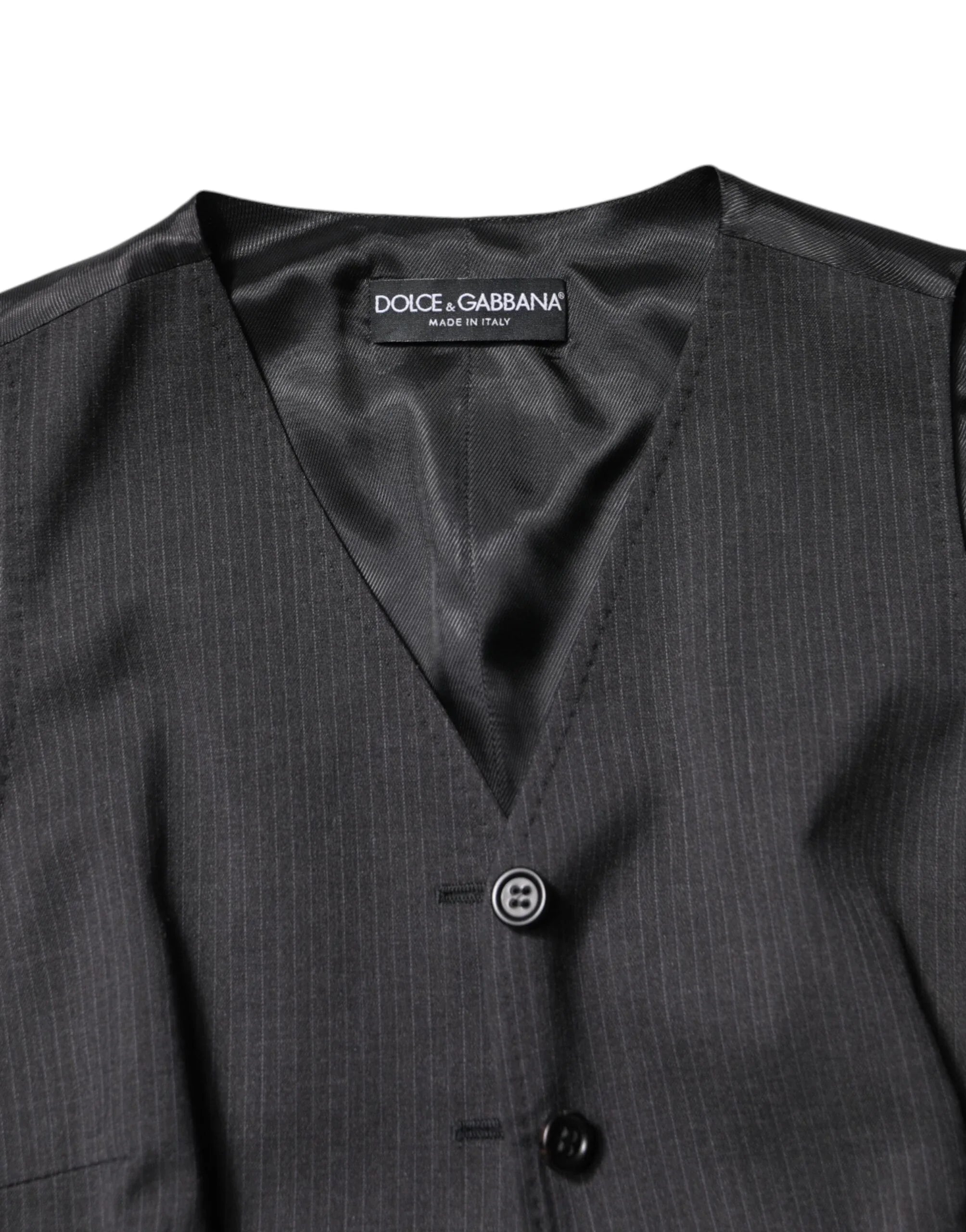 Dolce & Gabbana Black Striped Button Down Sleeveless Vest Top - Zeiniez