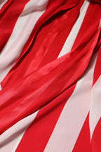 Dolce & Gabbana Red White Stripes Ascot Collar Blouse Top - Zeiniez