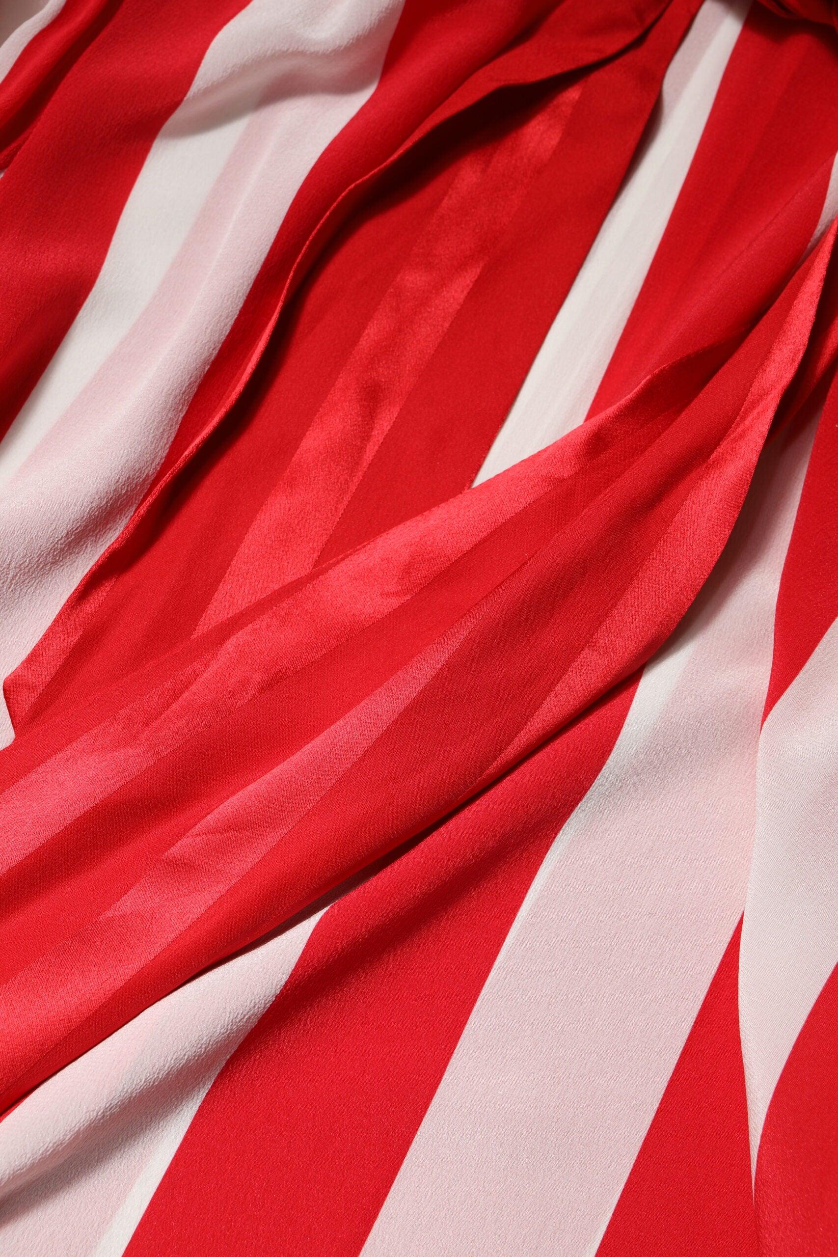 Dolce & Gabbana Red White Stripes Ascot Collar Blouse Top - Zeiniez