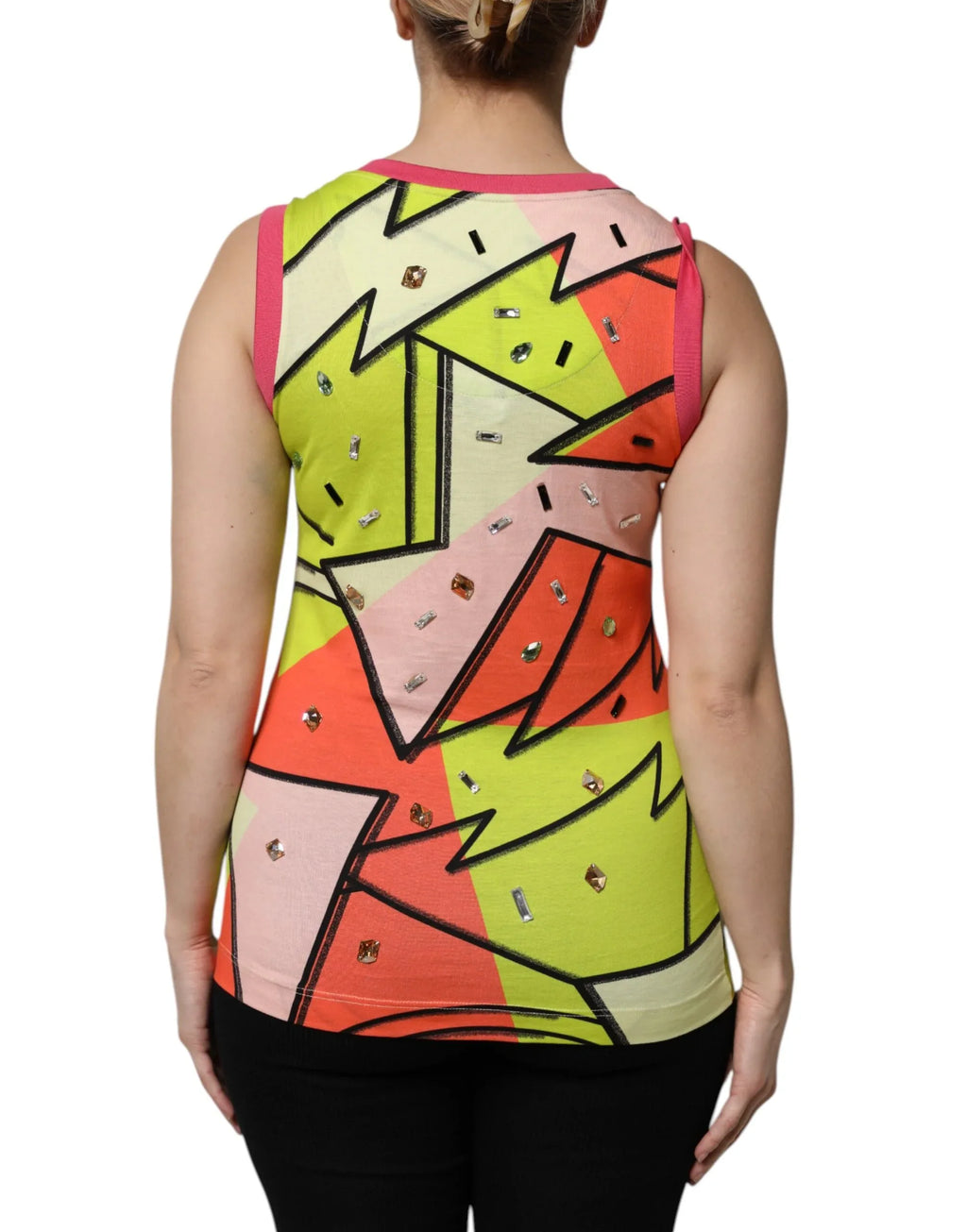 Dolce & Gabbana Multicolor Printed Crystal Embellishment Top - Zeiniez