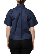 Dolce & Gabbana Blue Cotton Short Sleeves Button Down Top - Zeiniez