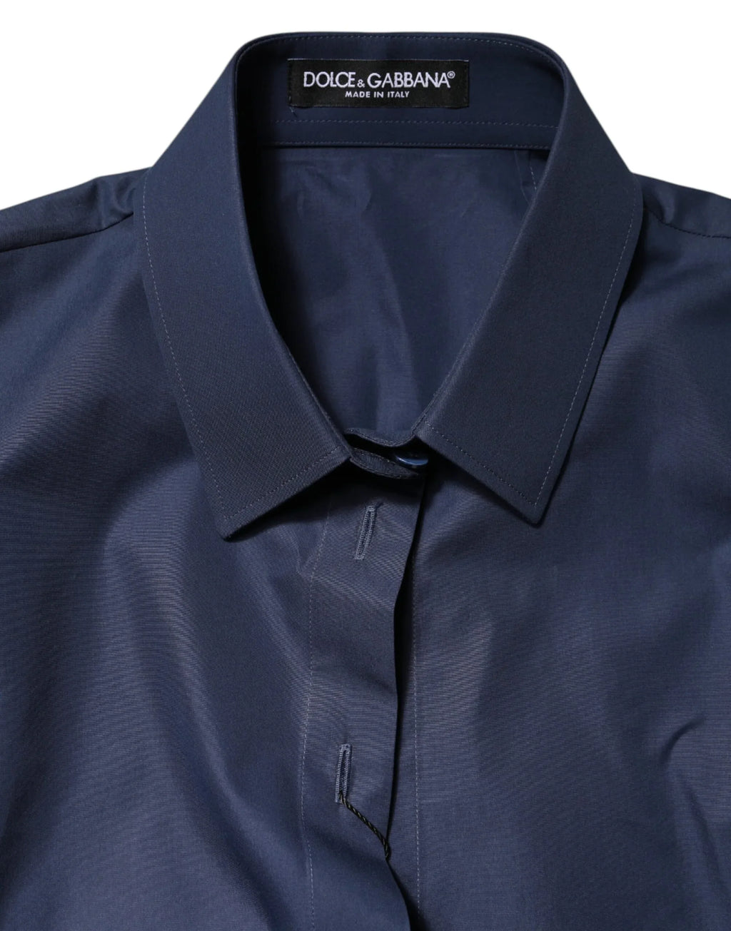 Dolce & Gabbana Blue Cotton Short Sleeves Button Down Top - Zeiniez
