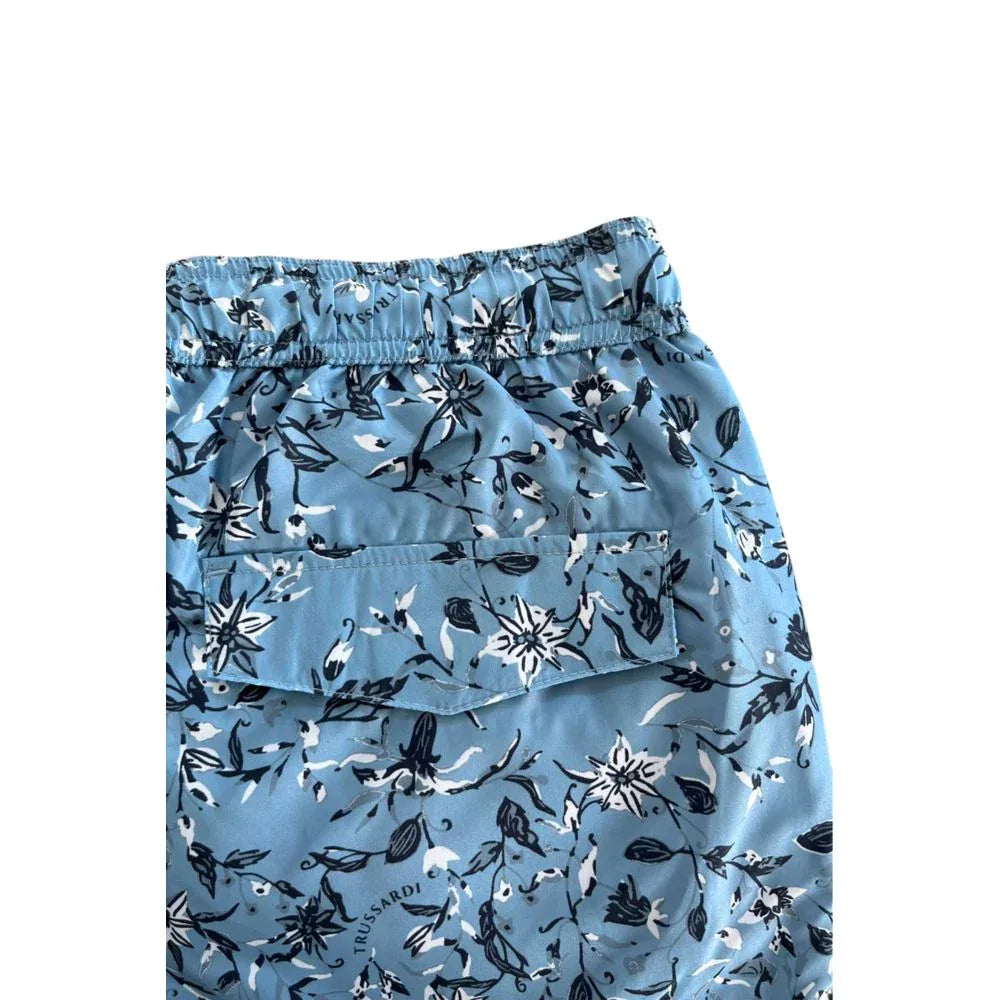 Trussardi Beachwear Light Blue Polyester Men Swim Trunk - Zeiniez