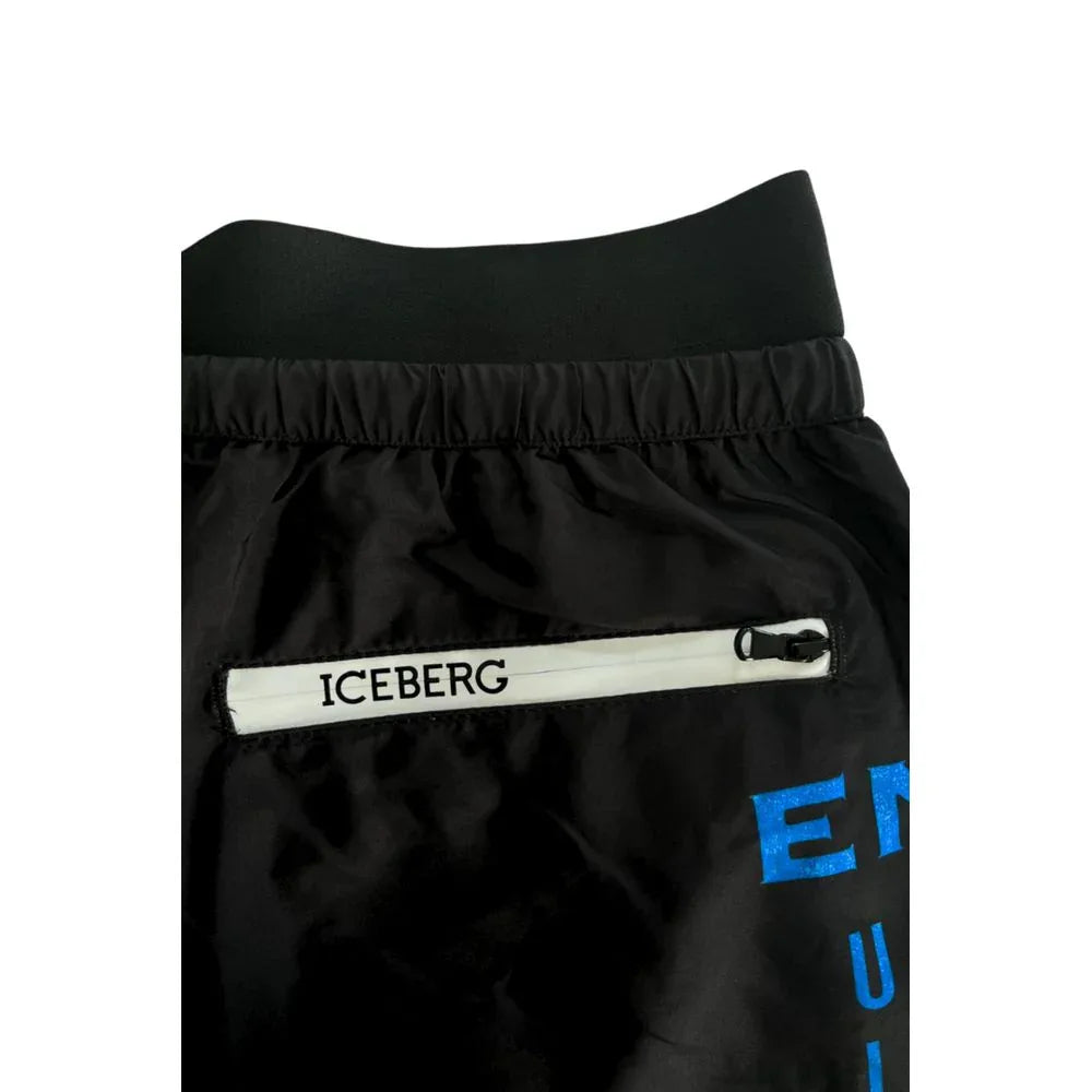 Iceberg Black Polyester Men's Swim Short - Zeiniez