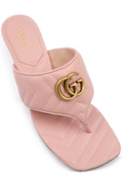 Gucci Mystic Pink Nappa Charlotte Leather Sandals - Zeiniez