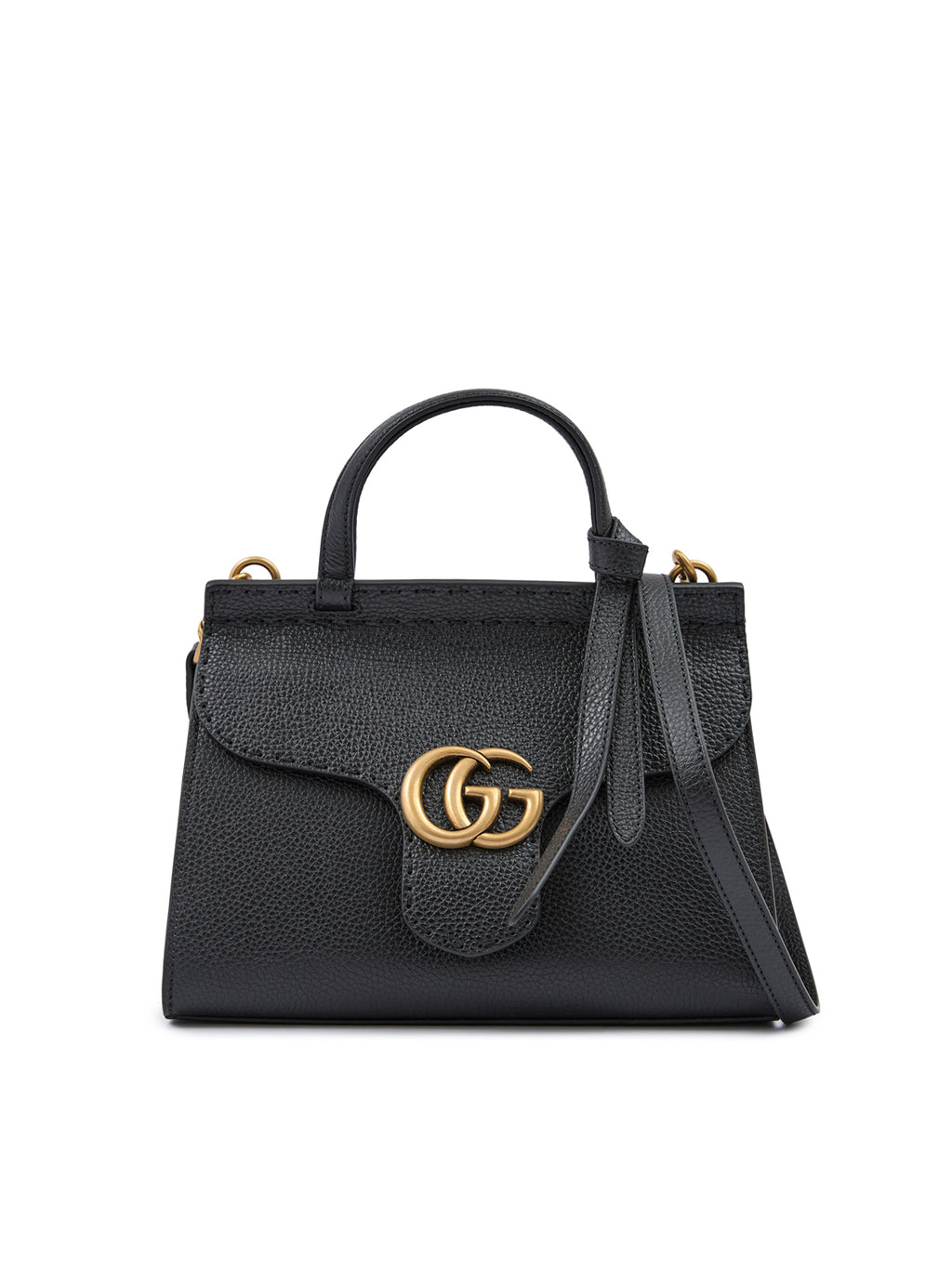Gucci Black Leather GG Marmont Handbag - Zeiniez