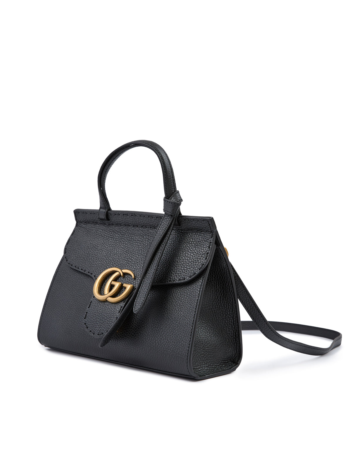 Gucci Black Leather GG Marmont Handbag - Zeiniez