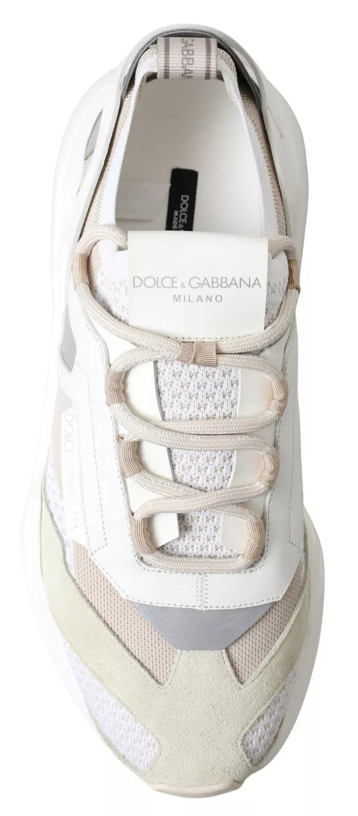 Dolce & Gabbana Sneakers White Beige Leather Sport DAYMASTER Shoes - Zeiniez