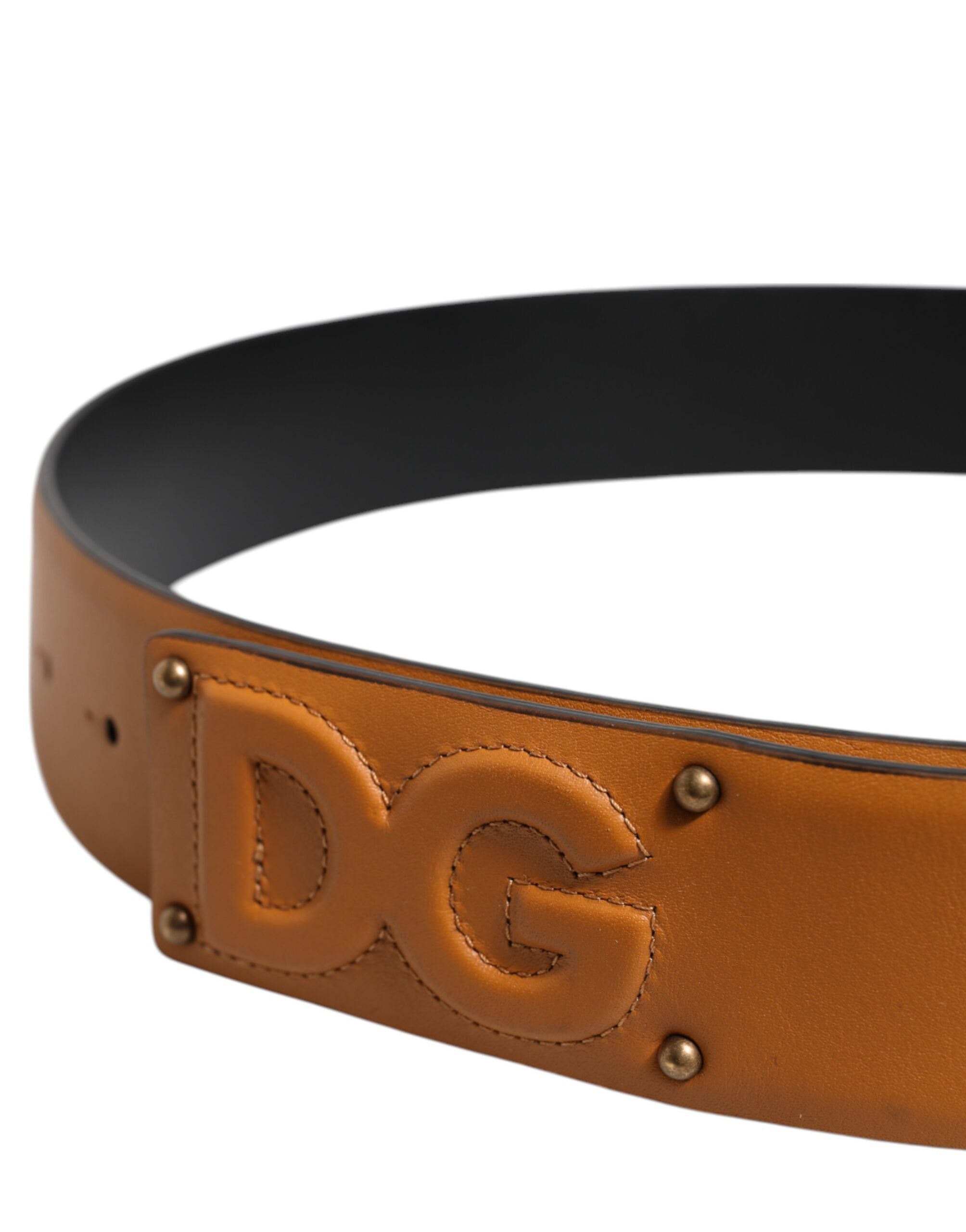 Dolce & Gabbana Brown Leather Buckle DG Logo Embossed Belt - Zeiniez