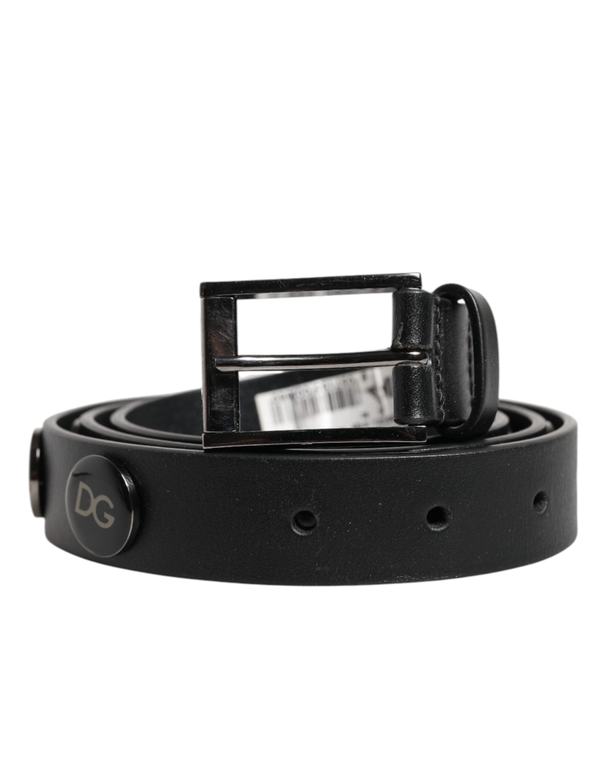 Dolce & Gabbana Black Luxury Leather DG Studs Buckle Belt - Zeiniez