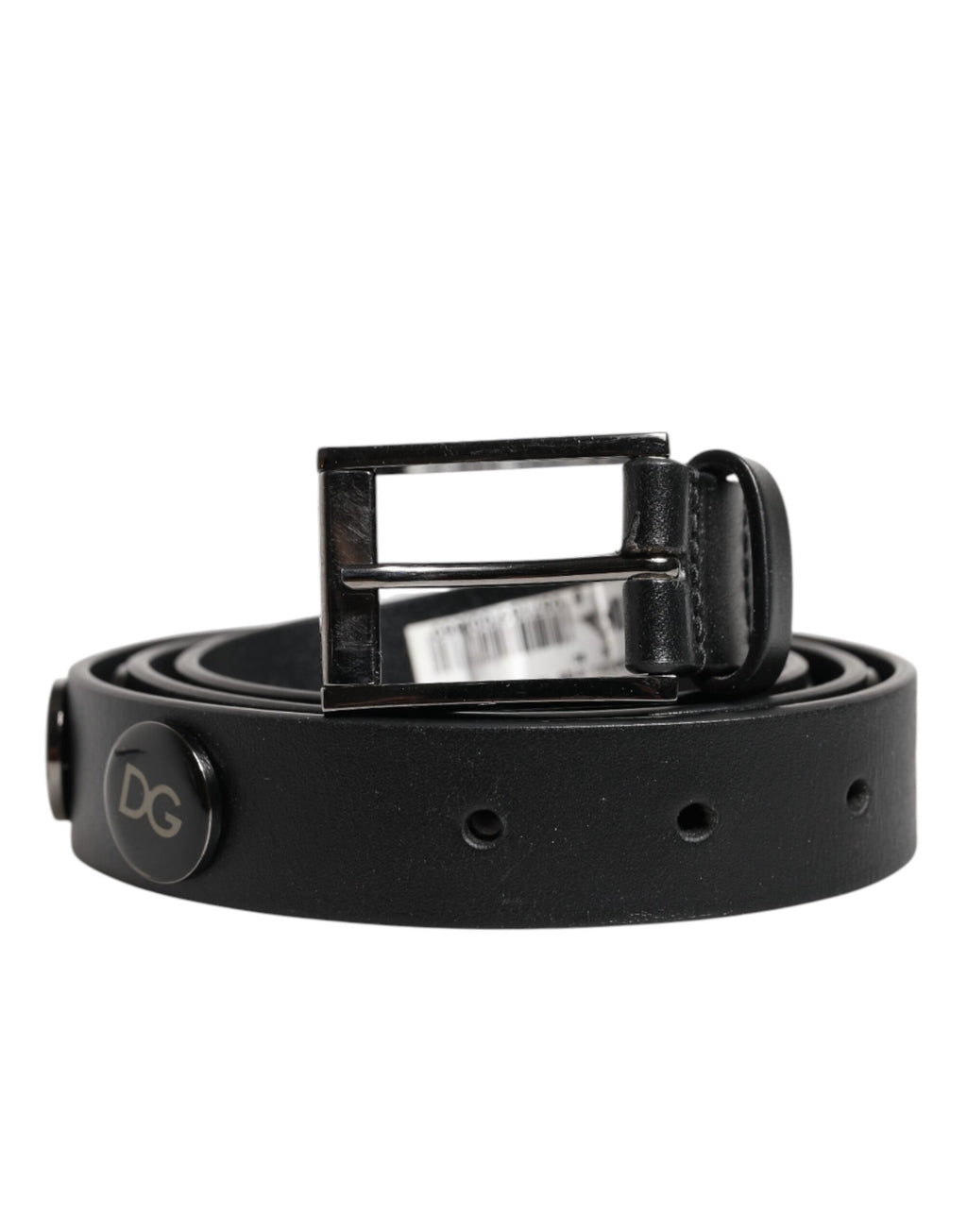 Dolce & Gabbana Black Luxury Leather DG Studs Buckle Belt - Zeiniez