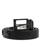 Dolce & Gabbana Black Luxury Leather DG Studs Buckle Belt - Zeiniez