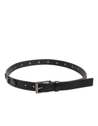 Dolce & Gabbana Black Luxury Leather DG Studs Buckle Belt - Zeiniez