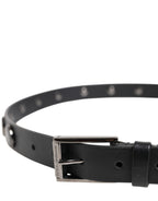 Dolce & Gabbana Black Luxury Leather DG Studs Buckle Belt - Zeiniez