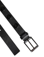 Dolce & Gabbana Black Luxury Leather DG Studs Buckle Belt - Zeiniez