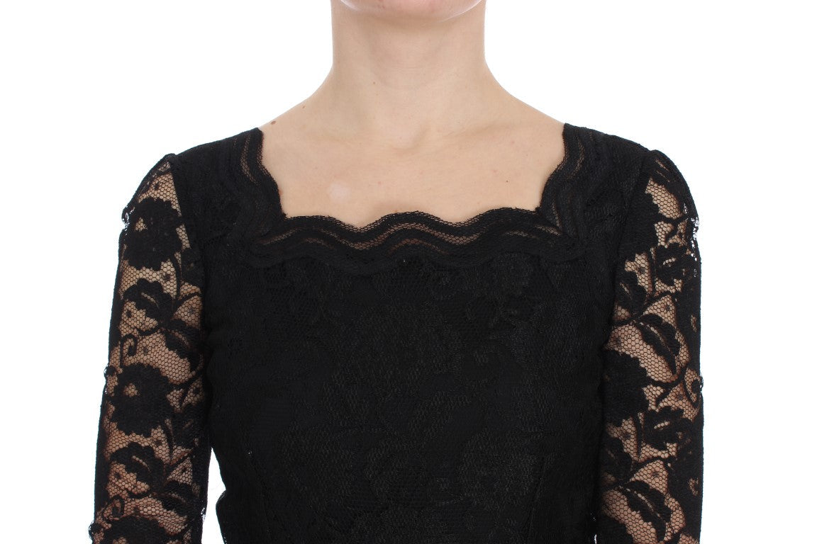 Dolce & Gabbana Black Floral Lace Long Ball Maxi Dress Dolce & Gabbana