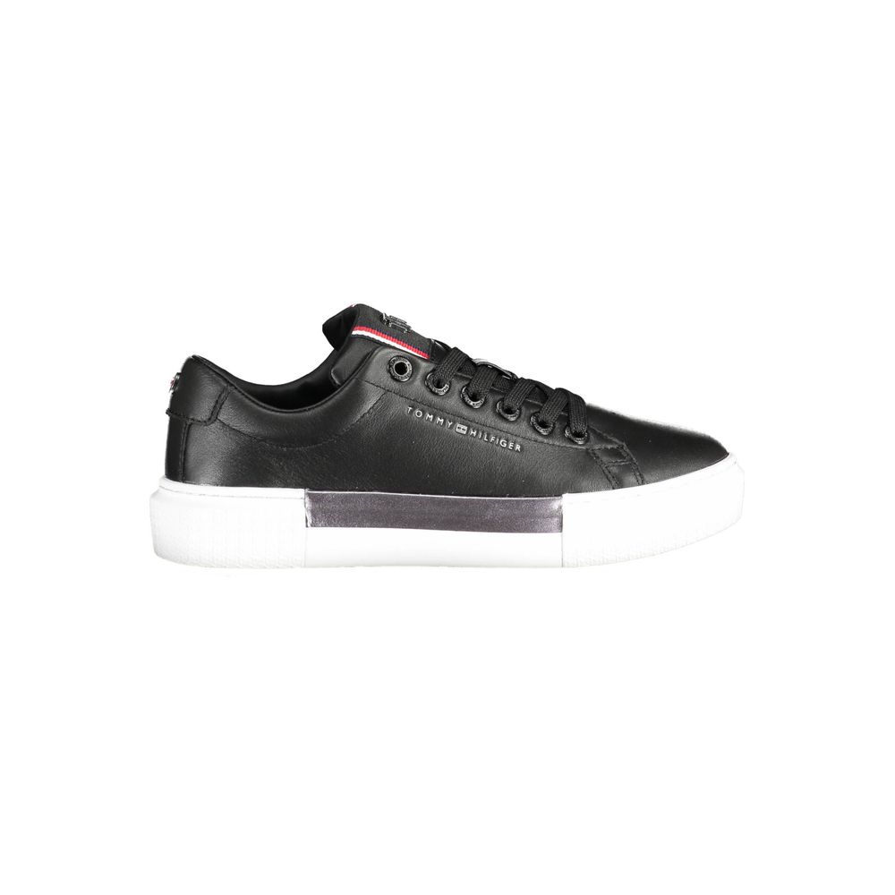 Tommy Hilfiger Black Leather Women Sneaker - Zeiniez