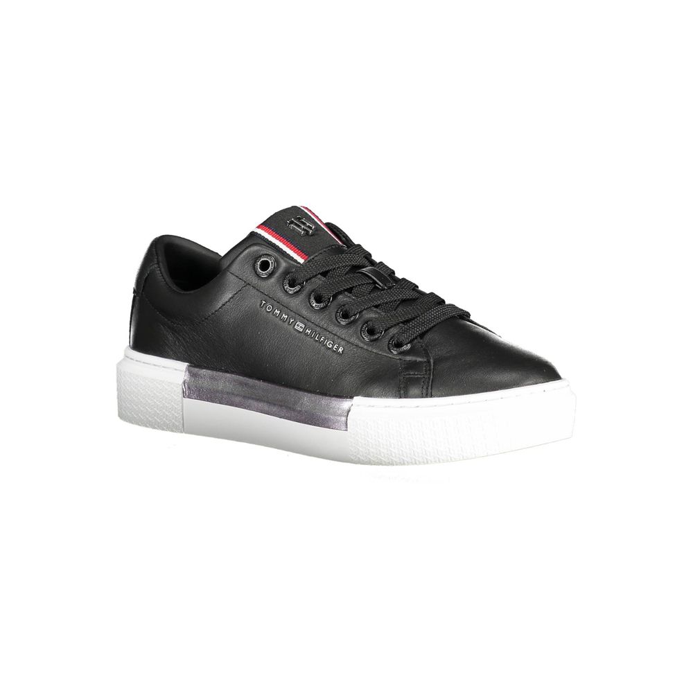 Tommy Hilfiger Black Leather Women Sneaker - Zeiniez