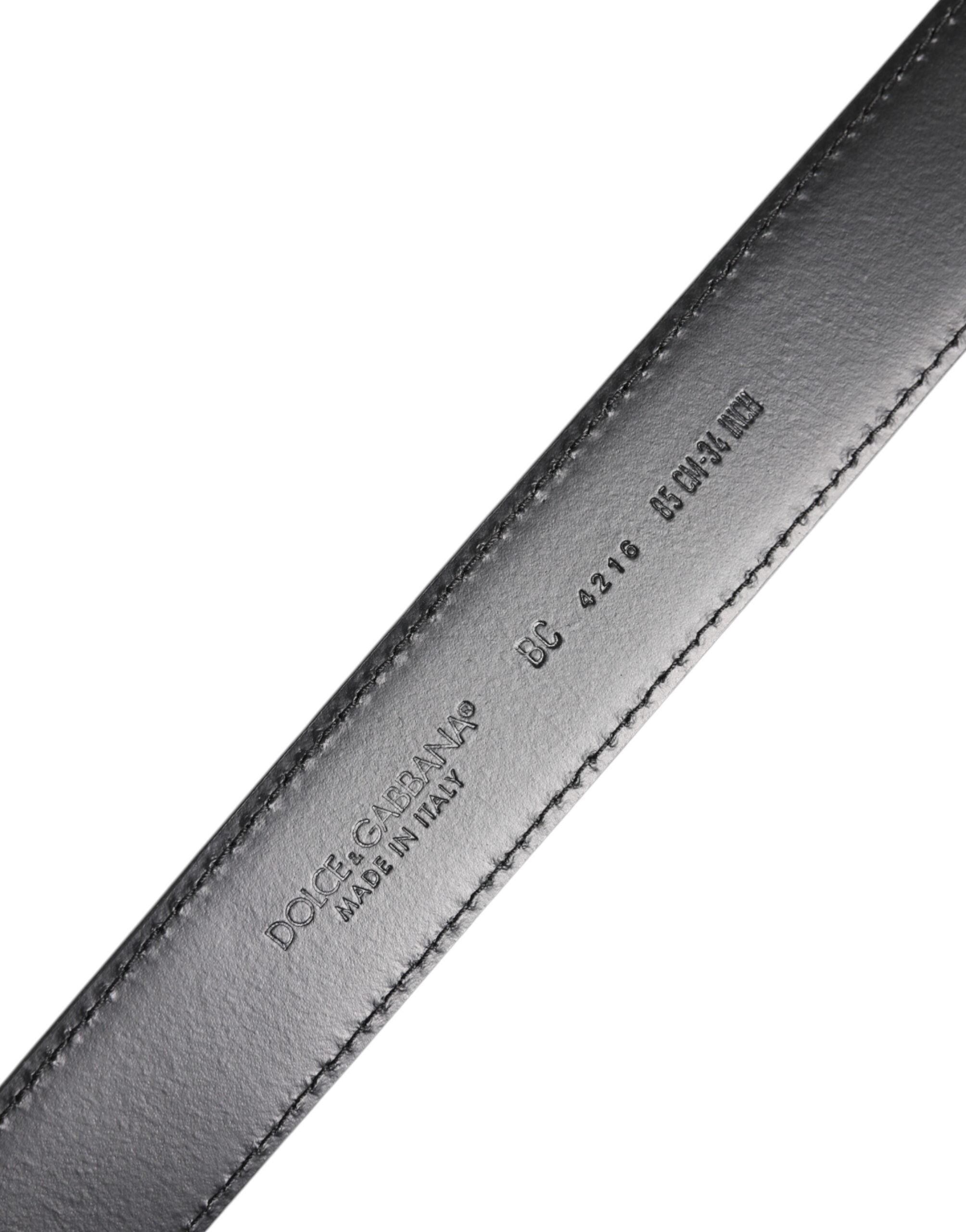 Dolce & Gabbana Black Classic Calf Leather Silver Buckle Belt - Zeiniez