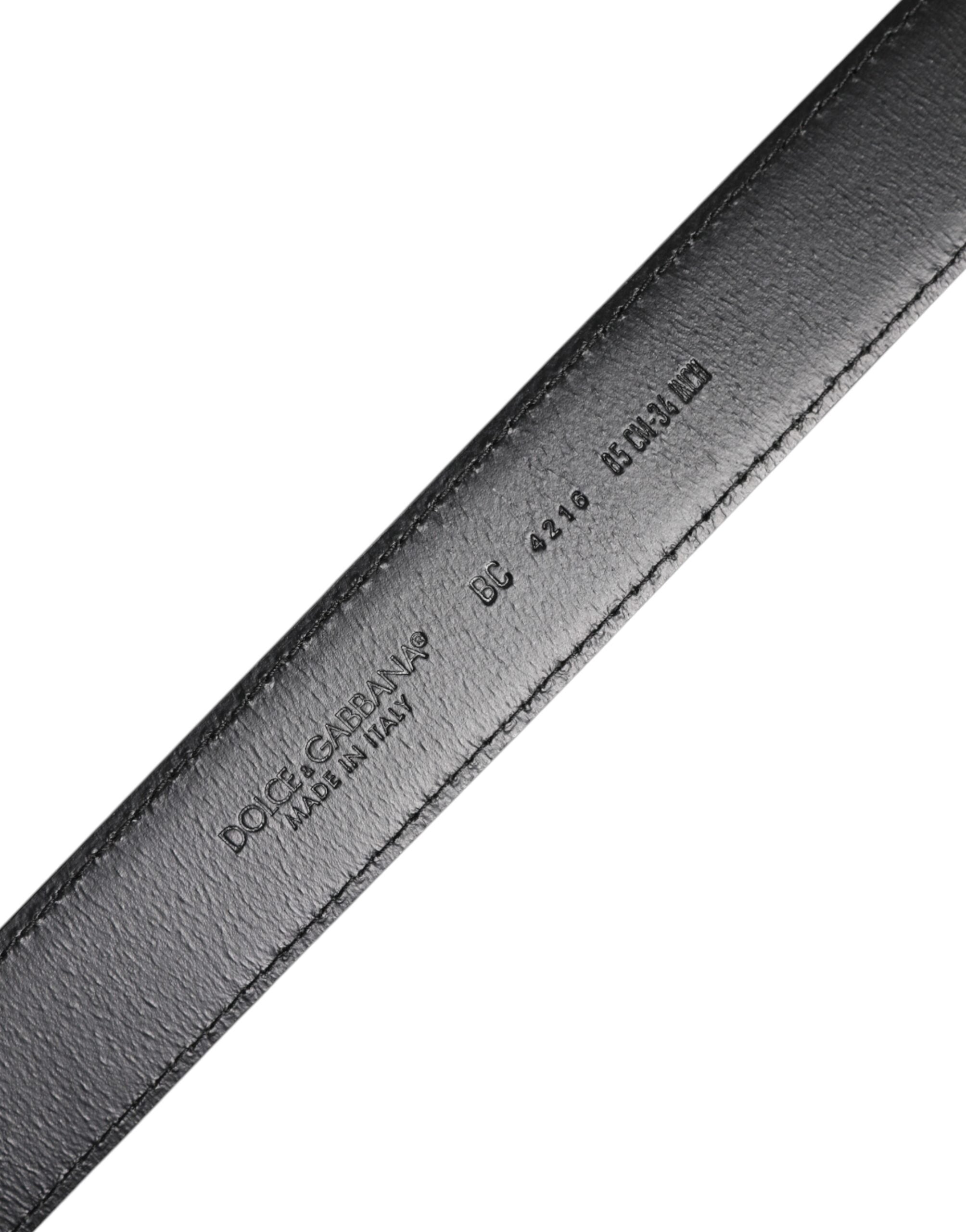 Dolce & Gabbana Brown Classic Calf Leather Silver Buckle Belt - Zeiniez