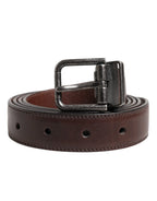 Dolce & Gabbana Brown Classic Calf Leather Metal Buckle Belt - Zeiniez