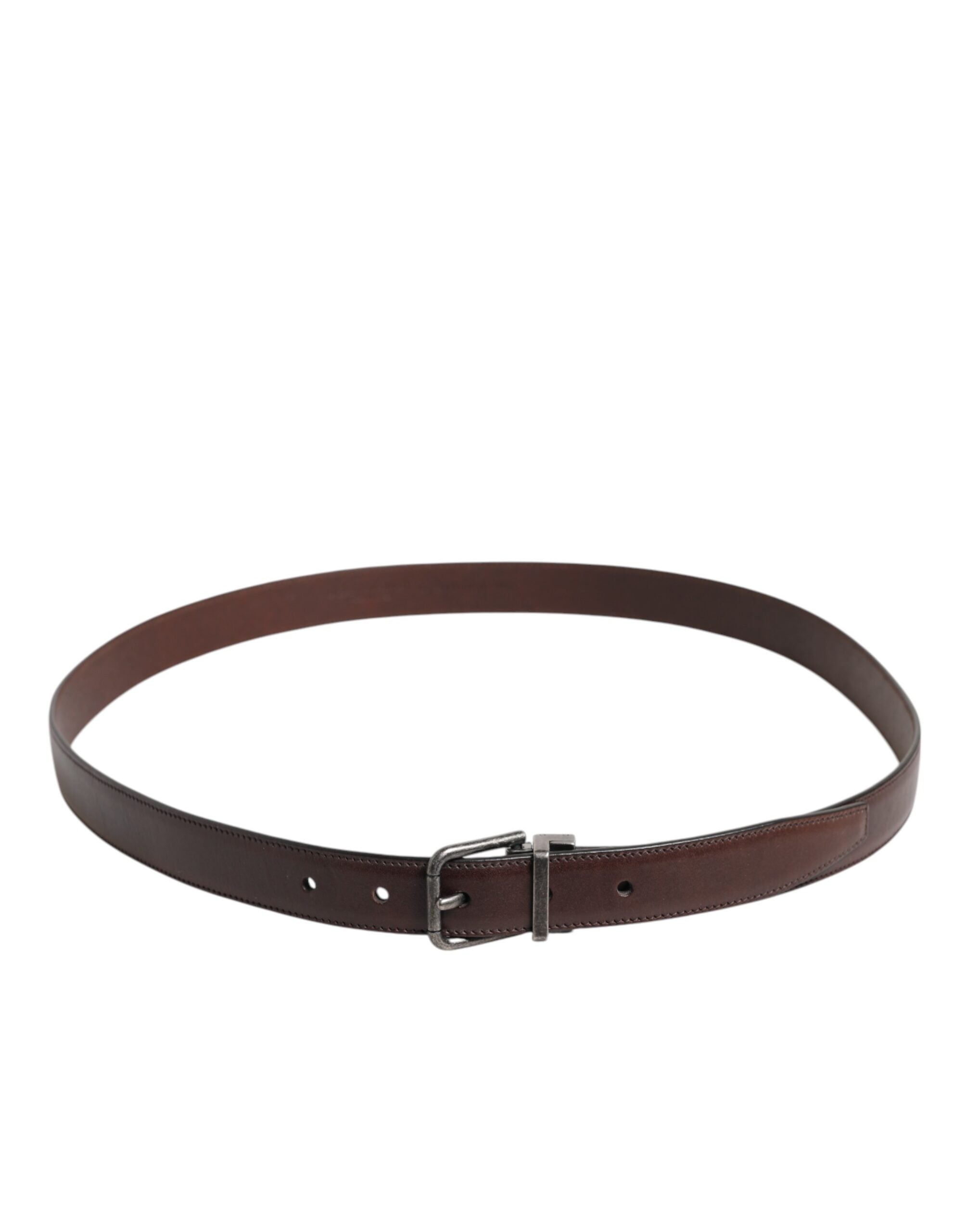 Dolce & Gabbana Brown Classic Calf Leather Metal Buckle Belt - Zeiniez