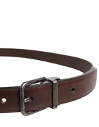 Dolce & Gabbana Brown Classic Calf Leather Metal Buckle Belt - Zeiniez
